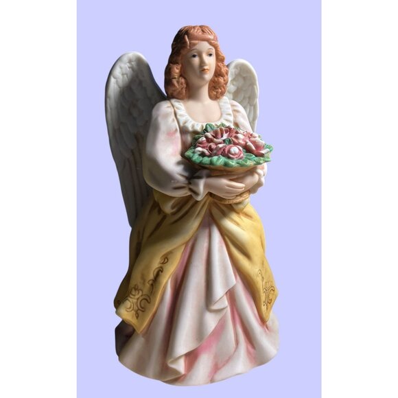 Homco Porcelain Angel Figurine 8806 With Floral Bouquet - Picture 11 of 11